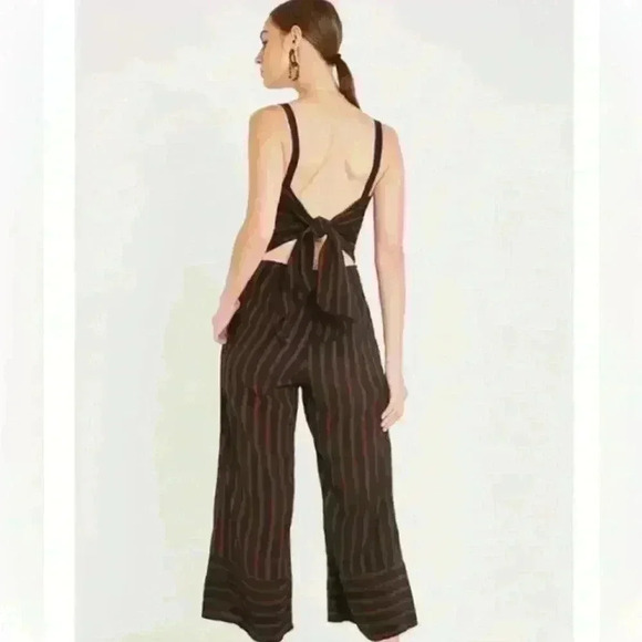 FAITHFULL THE BRAND | Guanabo Jumpsuit in Espresso Mazur Stripe, Size Medium - Picture 2 of 9